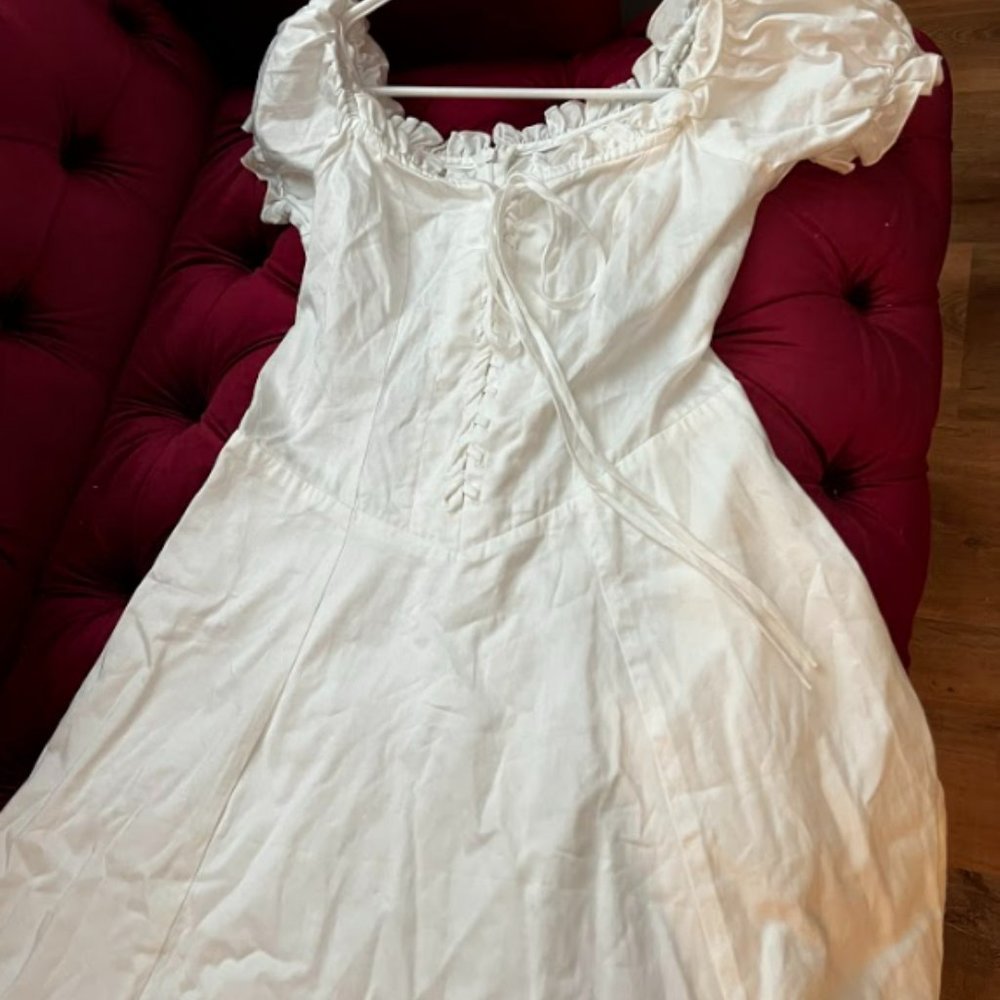 French Elegant White Midi Dress